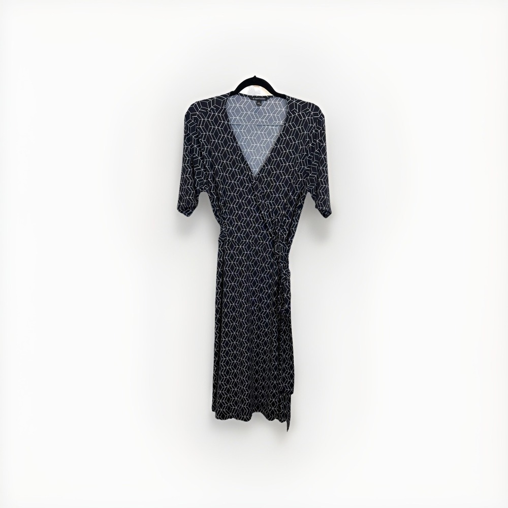 Hawthorne 41 Kaitlyn Surplice Wrap Dress Navy Size 1Xβ Career Wear Geometric